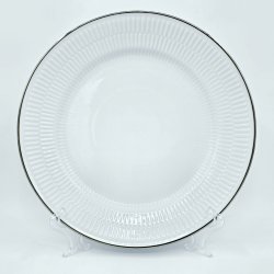 Royal Copenhagen Hvid Riflet Platin Middagstallerken nr. 627. sortering 2  