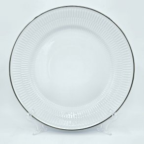 Royal Copenhagen Hvid Riflet Platin Middagstallerken nr. 627. sortering 2  