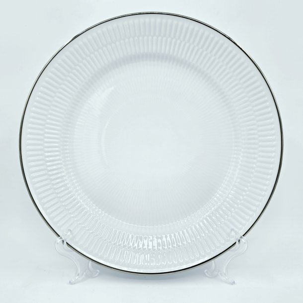 Royal Copenhagen Hvid Riflet Platin Middagstallerken nr. 627. sortering 2  