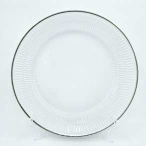 Royal Copenhagen Hvid Riflet Platin Middagstallerken nr. 627. sortering 1  