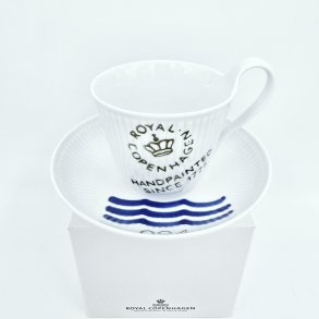 Royal Copenhagen Hvid Riflet Signatur hjhankskop & underkop nr. 093 / 094. sortering 1