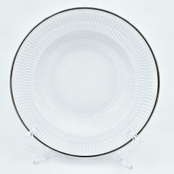 Royal Copenhagen Hvid Riflet Platin Dyb Tallerken nr. 604. sortering 1