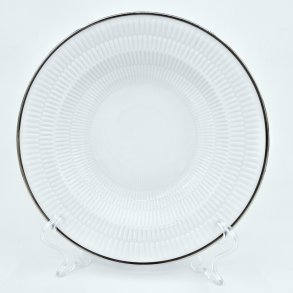 Royal Copenhagen Hvid Riflet Platin Dyb Tallerken nr. 604. sortering 1