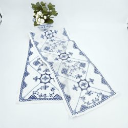 Musselmalet Halvblonde Hndbroderet Lber  