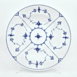 Musselmalet Riflet Dyb Tallerken nr. 1-165. sortering 1 