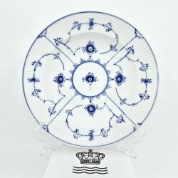 Musselmalet Riflet Dyb Tallerken nr. 1-500. sortering 1 Hotelporceln 