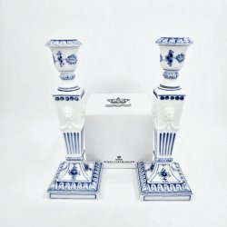 Musselmalet Riflet Lysestage nr. 1-15. sortering 1 