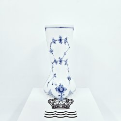 Musselmalet Riflet Vase nr. 676. sortering 2 