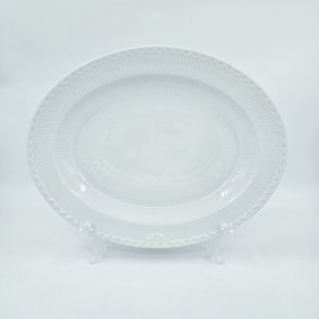 Hvid Halvblonde Ovalt Fad nr. 375. Sortering 2 